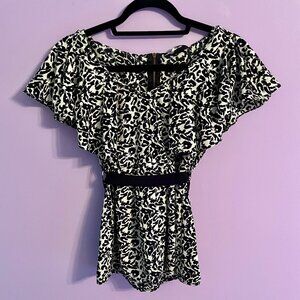 Leopard Print Top With Flouncy Sleeves